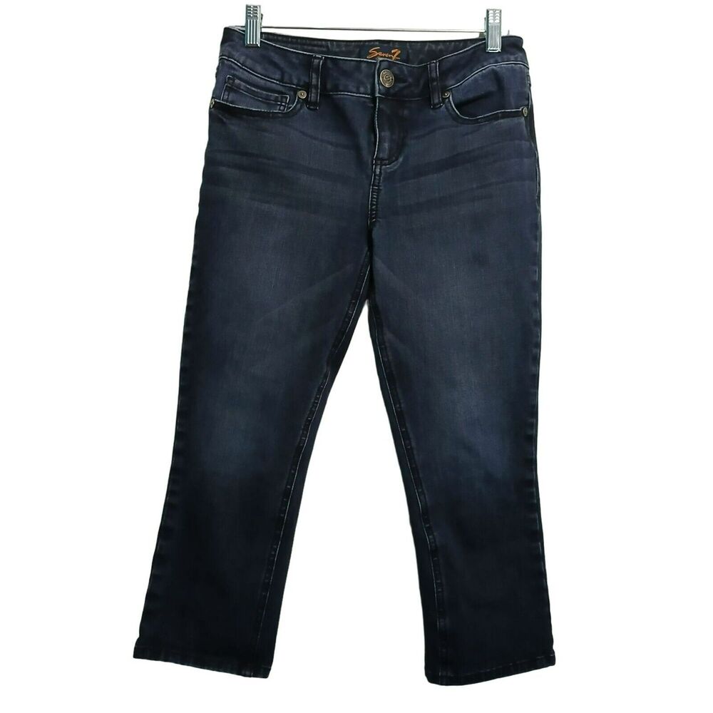Seven7 Jeans Women 4 Dark Wash Low Rise Skinny Cropped Denim
